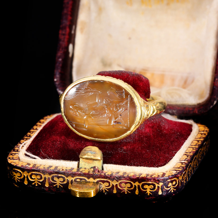 The Ancient 17th Century Stuart Period Jupiter Intaglio Ring