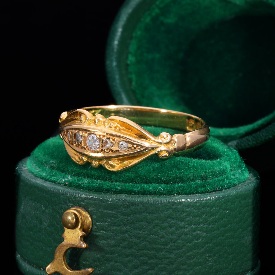 The Antique 1919 Five Diamond Scrollwork Ring