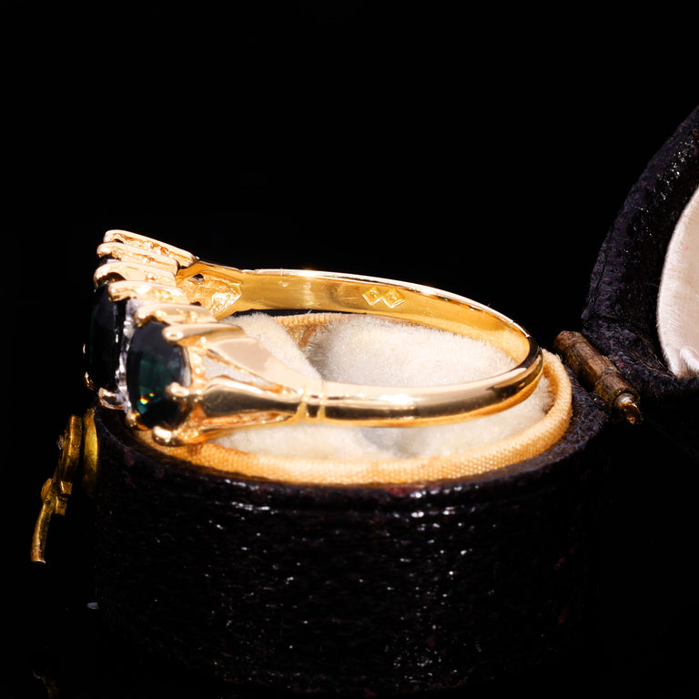 The Vintage Three Cushion Cut Sapphire And Diamond Ring