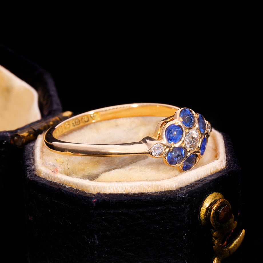 The Antique Art Deco 1920 Sapphire And Diamond Floral Cluster Ring