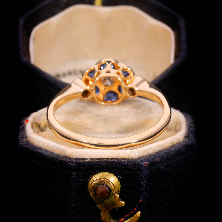 The Antique Art Deco 1920 Sapphire And Diamond Floral Cluster Ring