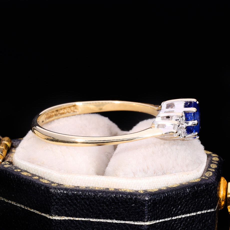 The Vintage 1990 9ct Gold Sapphire and Diamond Cluster Ring