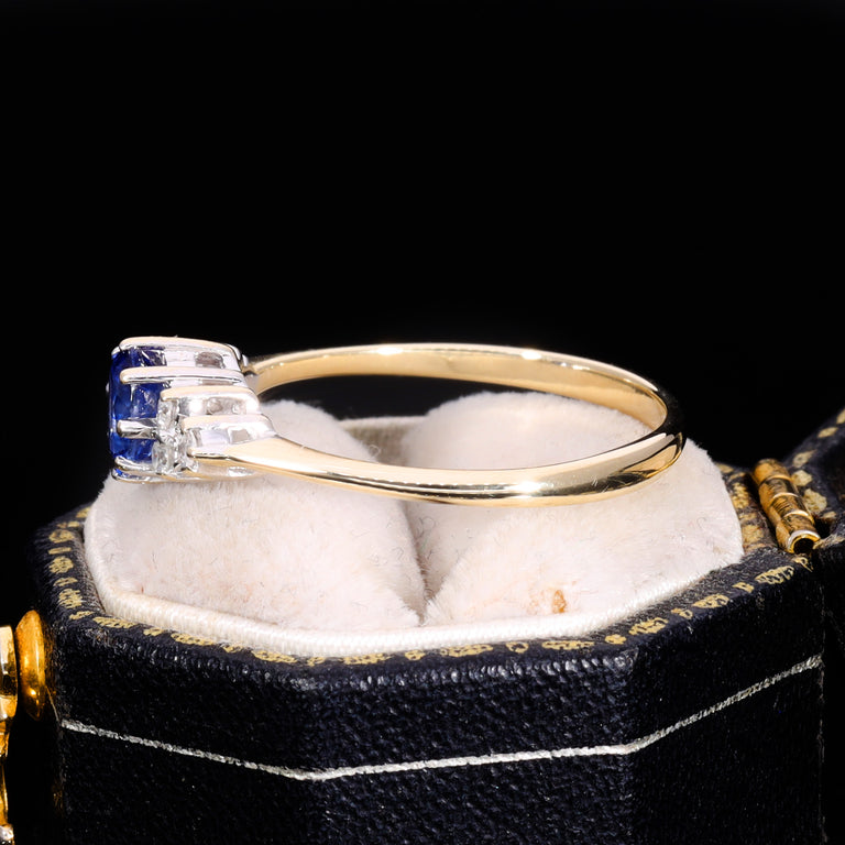 The Vintage 1990 9ct Gold Sapphire and Diamond Cluster Ring