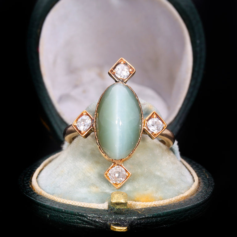 The Antique Cats Eye Chrysoberyl and Diamond Ring