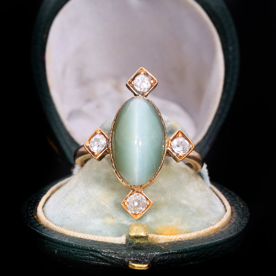 The Antique Cats Eye Chrysoberyl and Diamond Ring