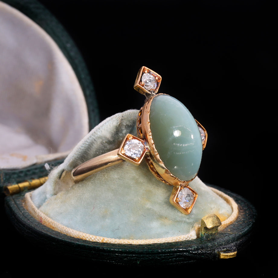 The Antique Cats Eye Chrysoberyl and Diamond Ring