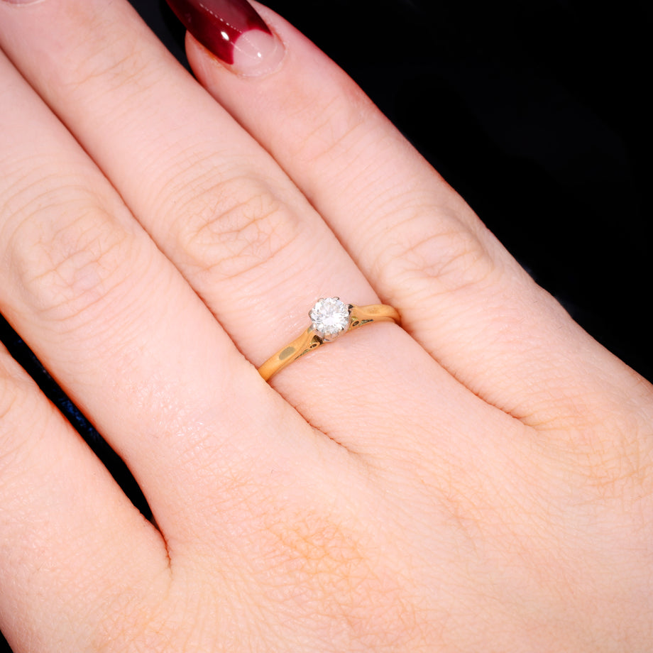 The Vintage 18ct Gold Brilliant Cut Diamond Solitaire Ring
