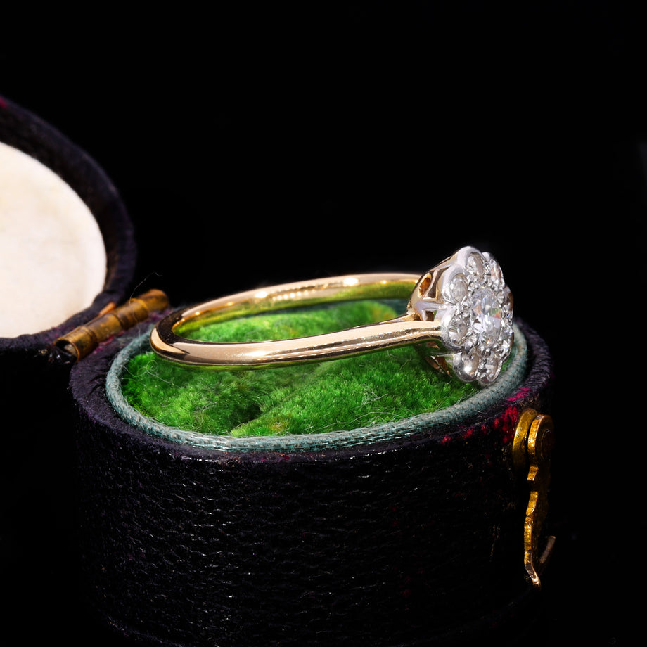 The Antique Old European Cut Diamond Daisy Cluster Ring