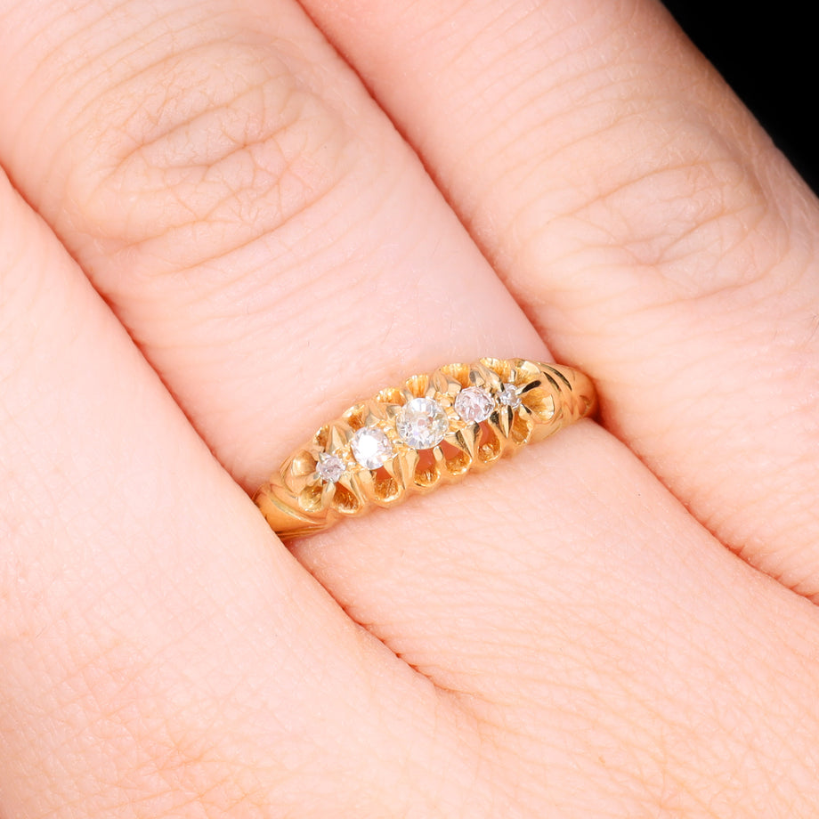 The Antique Edwardian 1907 Old Cut Diamond Five Stone Ring