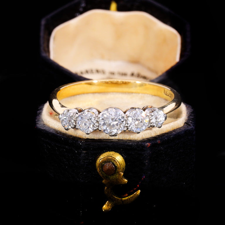 The Antique 18ct Gold Five Old Cut Diamond Ring