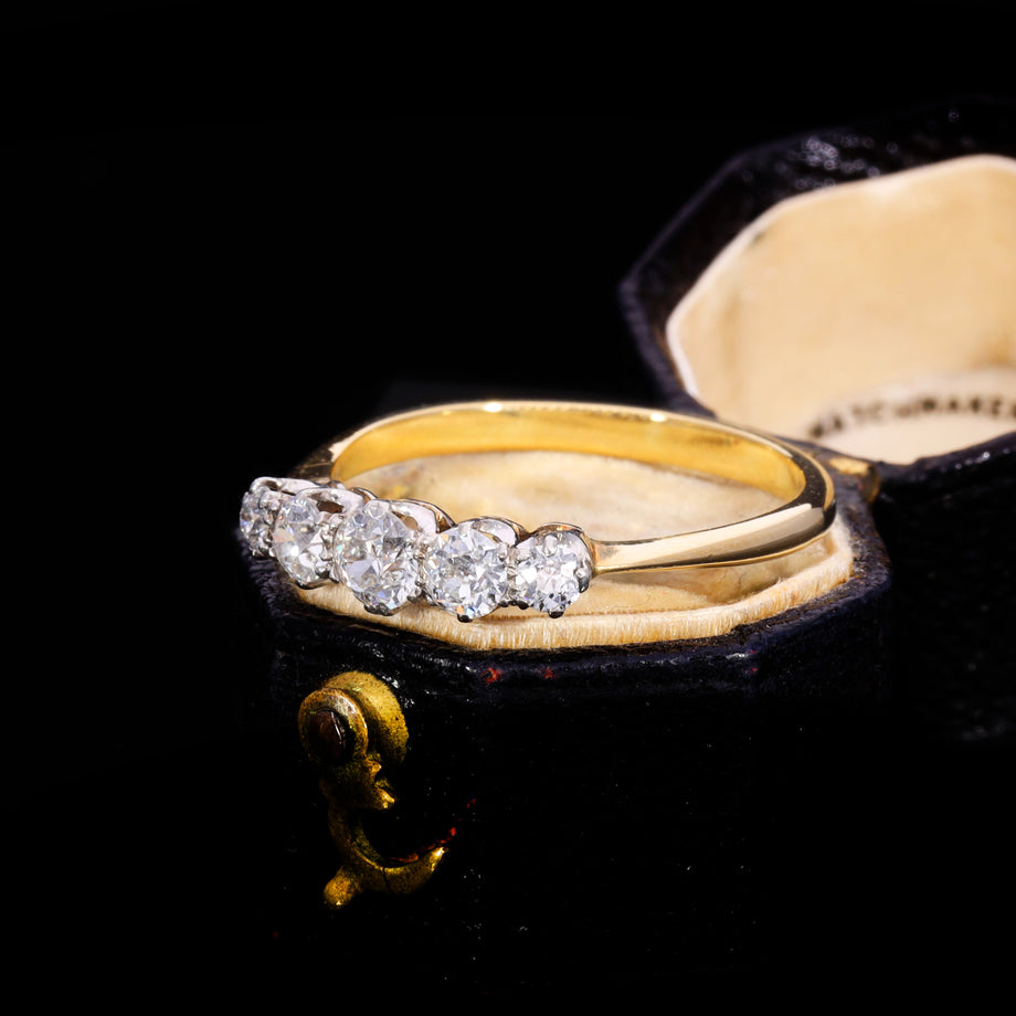 The Antique 18ct Gold Five Old Cut Diamond Ring