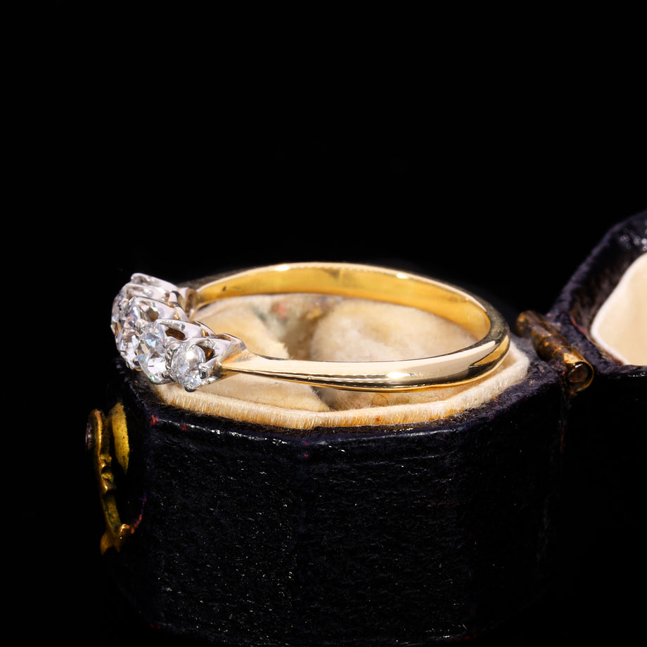 The Antique 18ct Gold Five Old Cut Diamond Ring