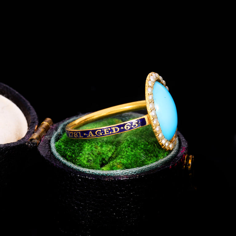 The Antique Georgian 1781 Split Pearl and Paste Mourning Ring