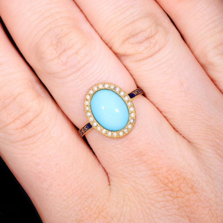 The Antique Georgian 1781 Split Pearl and Paste Mourning Ring