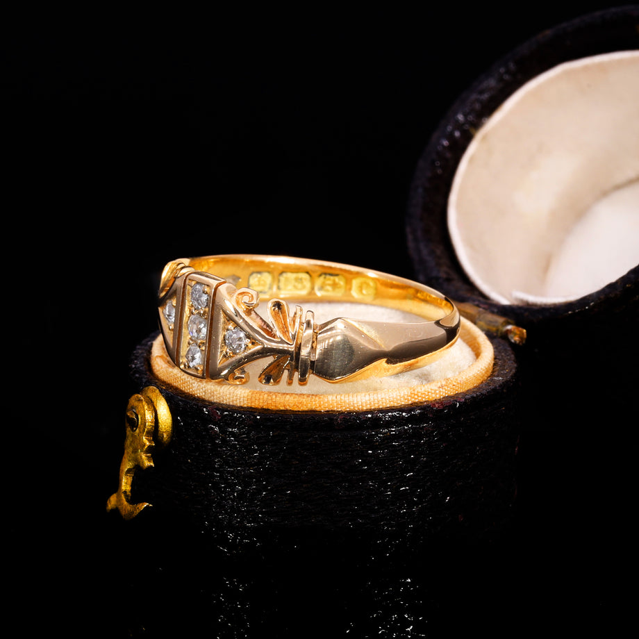 The Antique Edwardian 1902 Five Diamond Patterned Ring