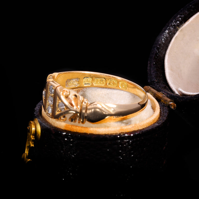 The Antique Edwardian 1902 Five Diamond Patterned Ring