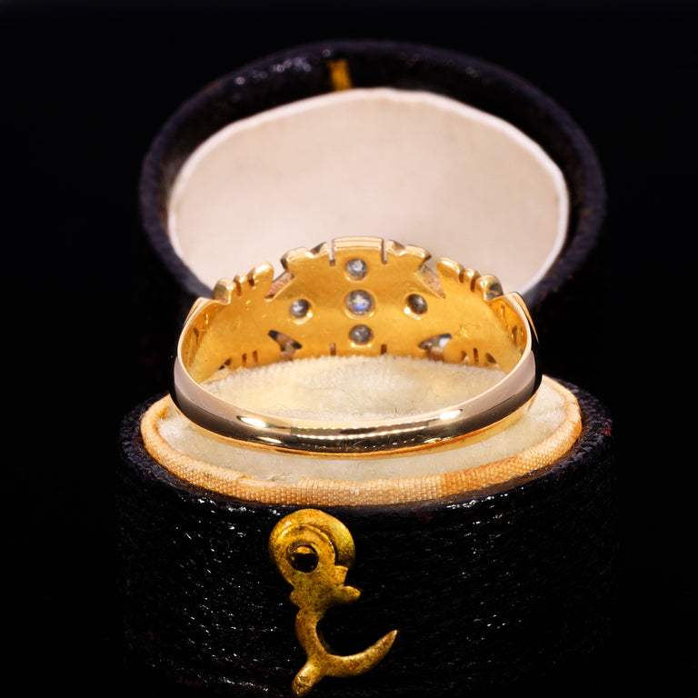 The Antique Edwardian 1902 Five Diamond Patterned Ring