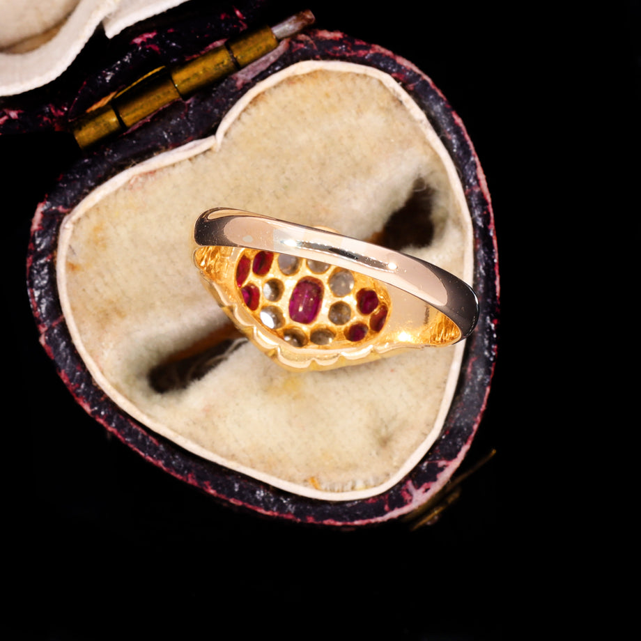 The Antique Victorian 1881 Ruby And Diamond Floral Cluster Ring