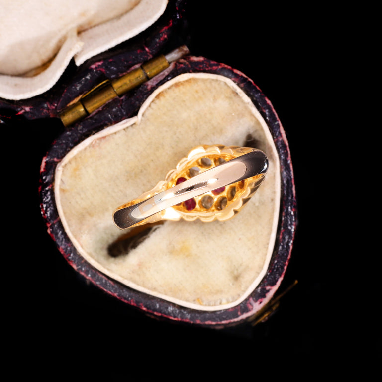 The Antique Victorian 1881 Ruby And Diamond Floral Cluster Ring