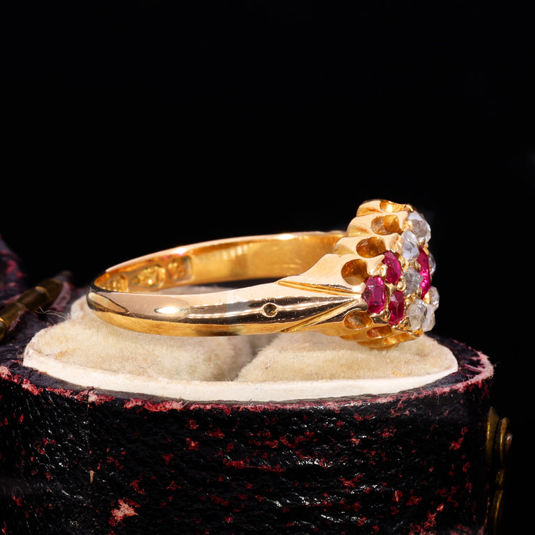 The Antique Victorian 1881 Ruby And Diamond Floral Cluster Ring