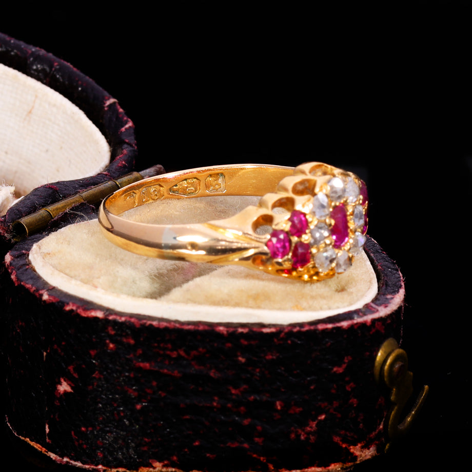 The Antique Victorian 1881 Ruby And Diamond Floral Cluster Ring