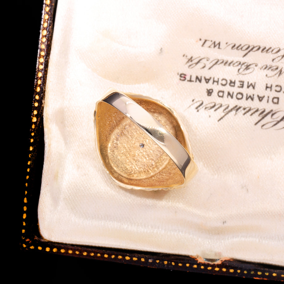 The Vintage 9ct Gold Celestial Diamond Textured Signet Ring