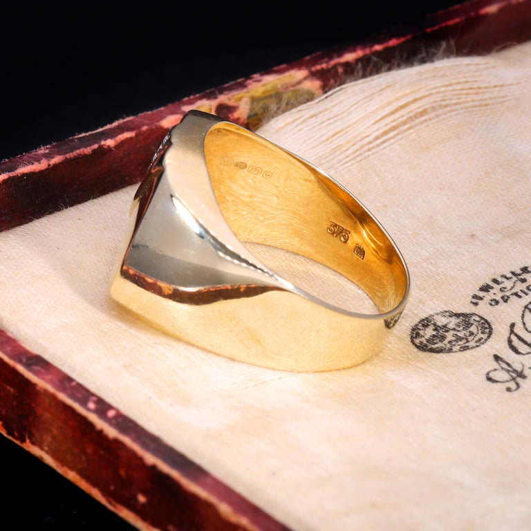 The Vintage 9ct Gold Diamond Stripe Signet Ring