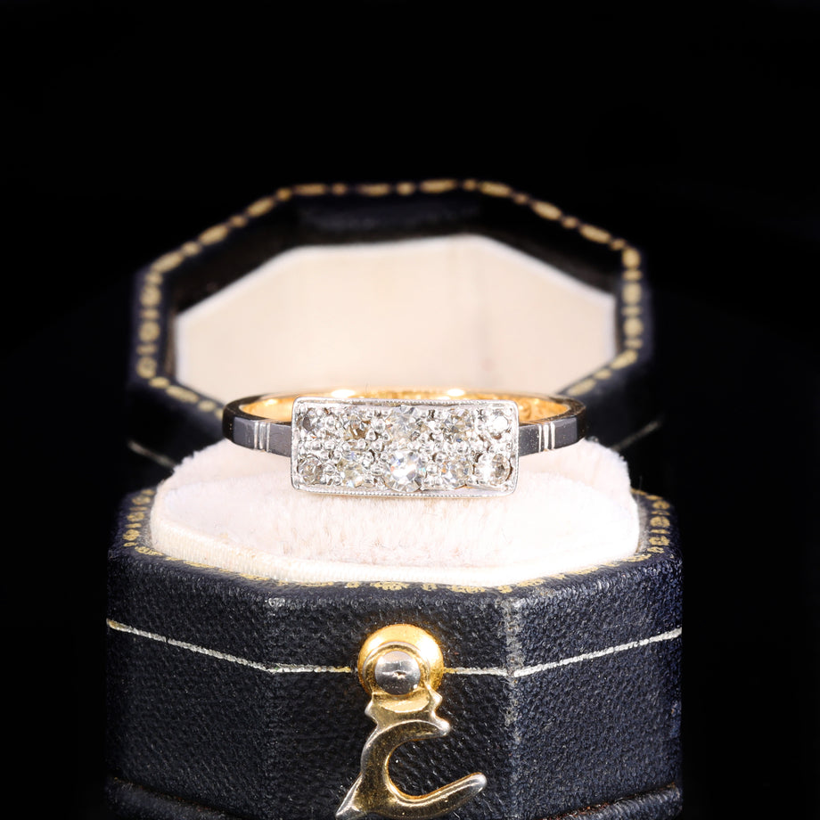The Antique Art Deco Ten Diamond Plaque Ring