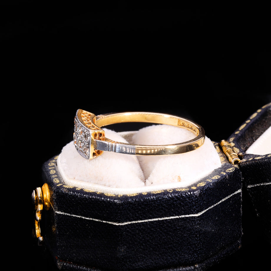 The Antique Art Deco Ten Diamond Plaque Ring