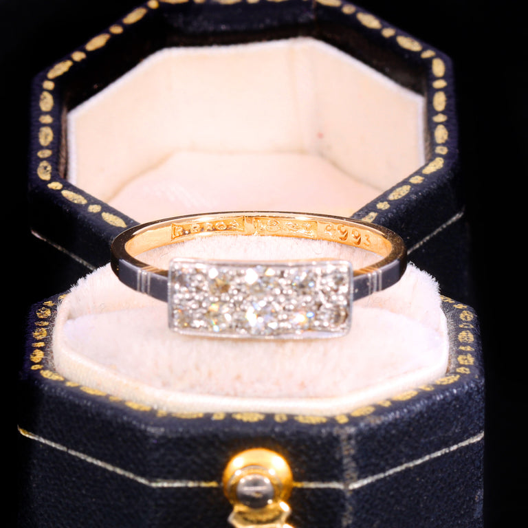 The Antique Art Deco Ten Diamond Plaque Ring