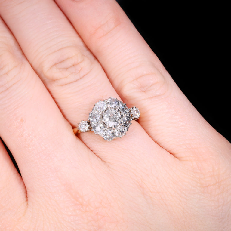 The Antique Eleven Old Cut Diamond Cluster Ring