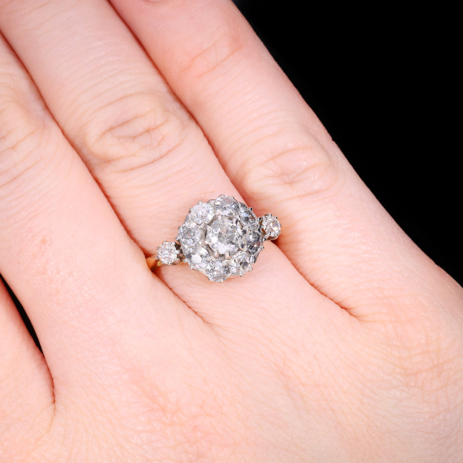 The Antique Eleven Old Cut Diamond Cluster Ring