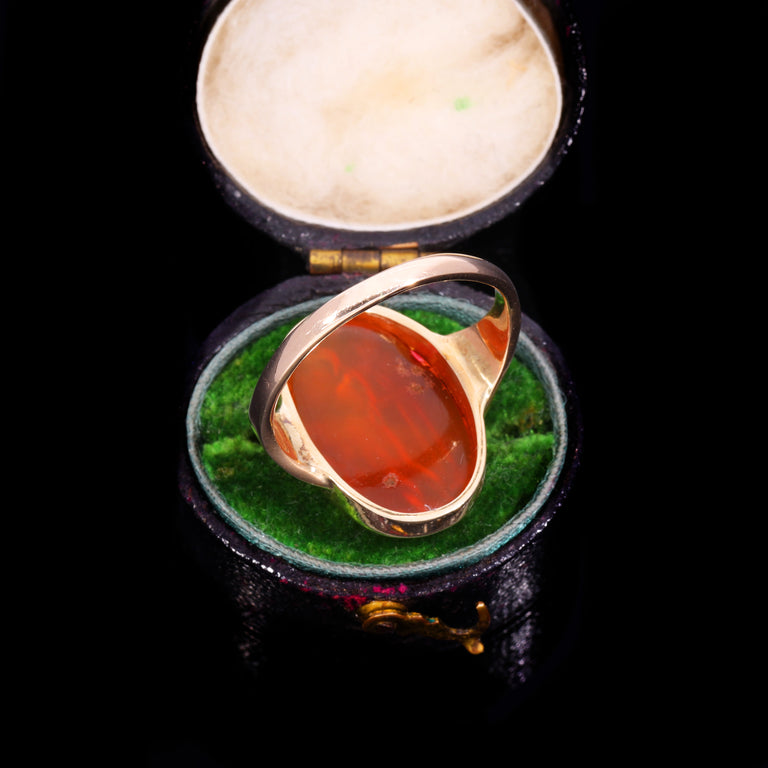 The Ancient Roman Carnelian Intaglio Olive Branch Ring