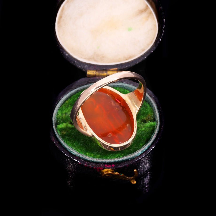 The Ancient Roman Carnelian Intaglio Olive Branch Ring
