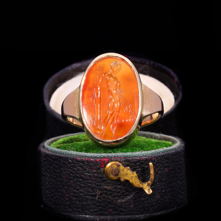 The Ancient Roman Carnelian Intaglio Olive Branch Ring