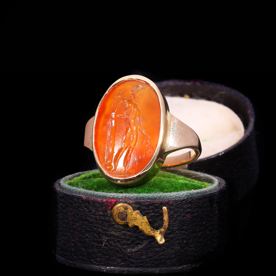 The Ancient Roman Carnelian Intaglio Olive Branch Ring