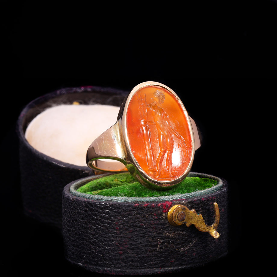 The Ancient Roman Carnelian Intaglio Olive Branch Ring