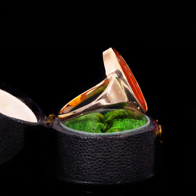 The Ancient Roman Carnelian Intaglio Olive Branch Ring