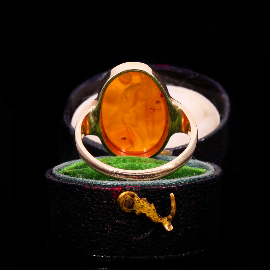 The Ancient Roman Carnelian Intaglio Olive Branch Ring