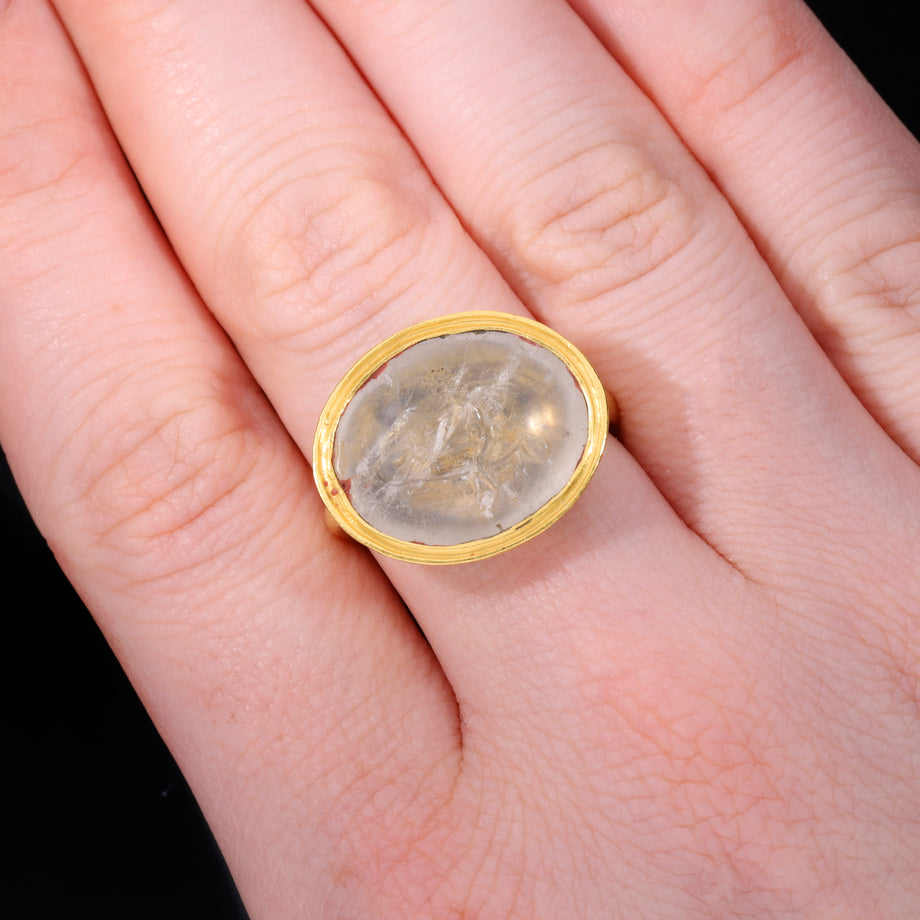 The Ancient Roman 2nd Century Cupid And Phallus Intaglio Ring