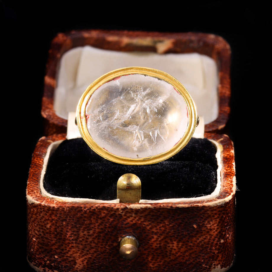 The Ancient Roman 2nd Century Cupid And Phallus Intaglio Ring