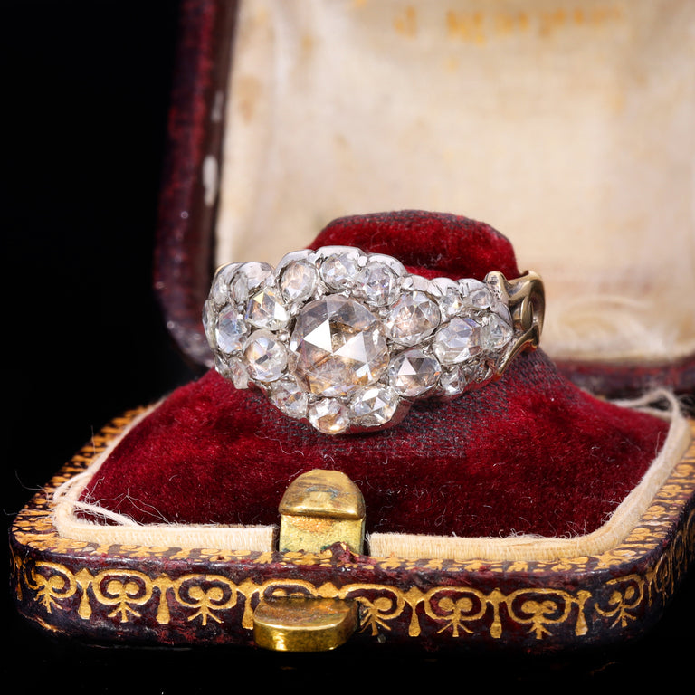 The Antique Georgian Rose Cut Diamond Cluster Ring