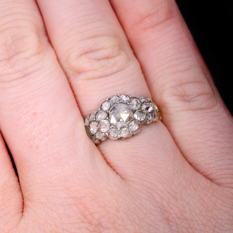 The Antique Georgian Rose Cut Diamond Cluster Ring