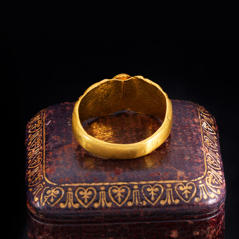 The Ancient Roman Garnet Cabochon Engraved Clover Ring