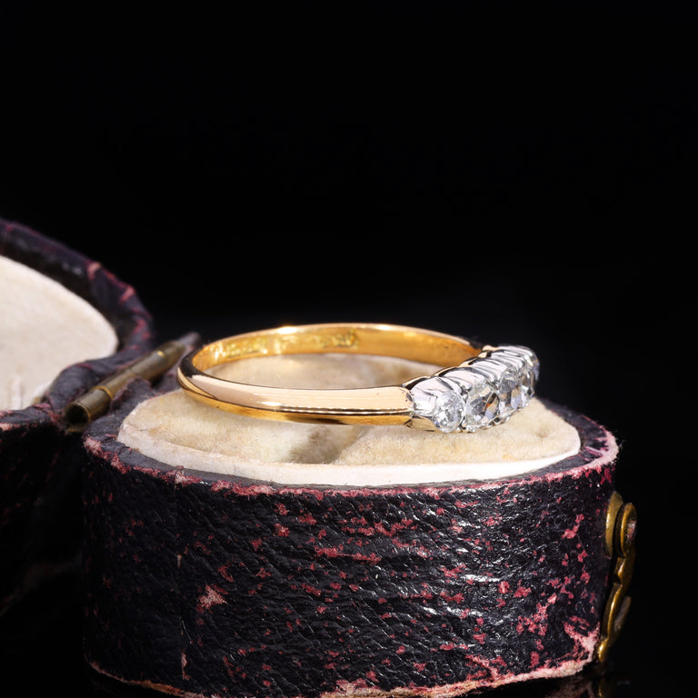 The Antique 18ct Gold Old Cut Diamond Five Stone Ring