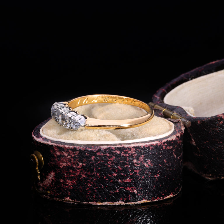 The Antique 18ct Gold Old Cut Diamond Five Stone Ring