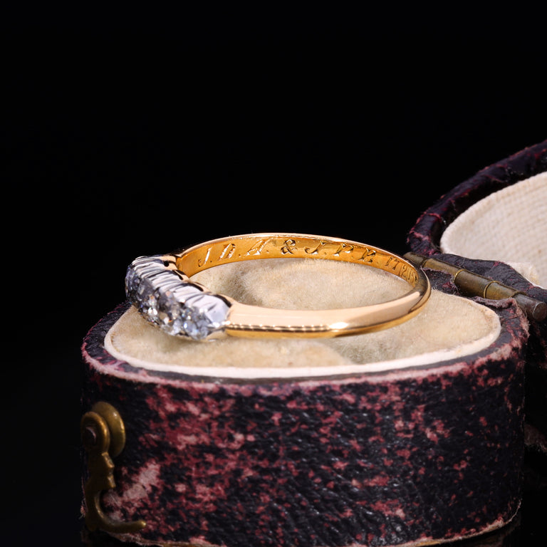 The Antique 18ct Gold Old Cut Diamond Five Stone Ring