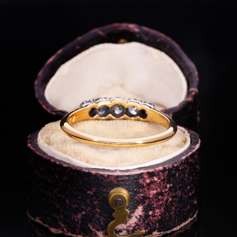 The Antique 18ct Gold Old Cut Diamond Five Stone Ring