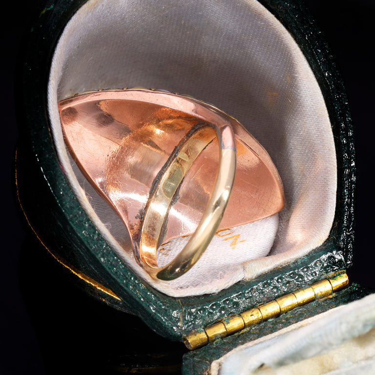 The Antique Early Victorian Hairwork And Pearl Navette Mourning Ring