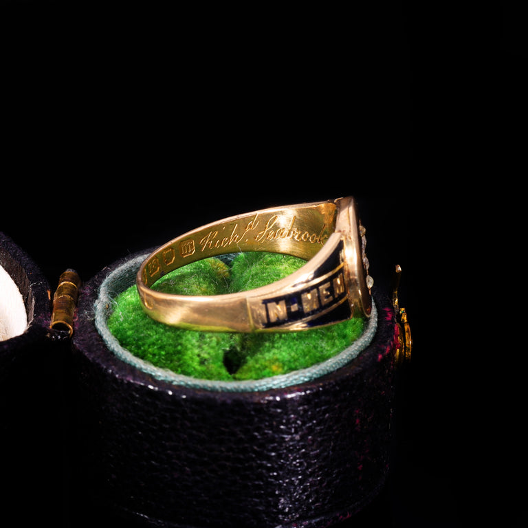 The Antique Victorian 1867 Diamond, Hairwork And Cross Mourning Ring